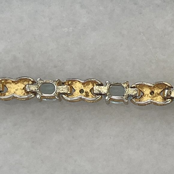Vintage 925 Yellow Gold Vermeil Silver Tennis Bracelet Natural Blue Topaz Gemsto - Picture 11 of 12